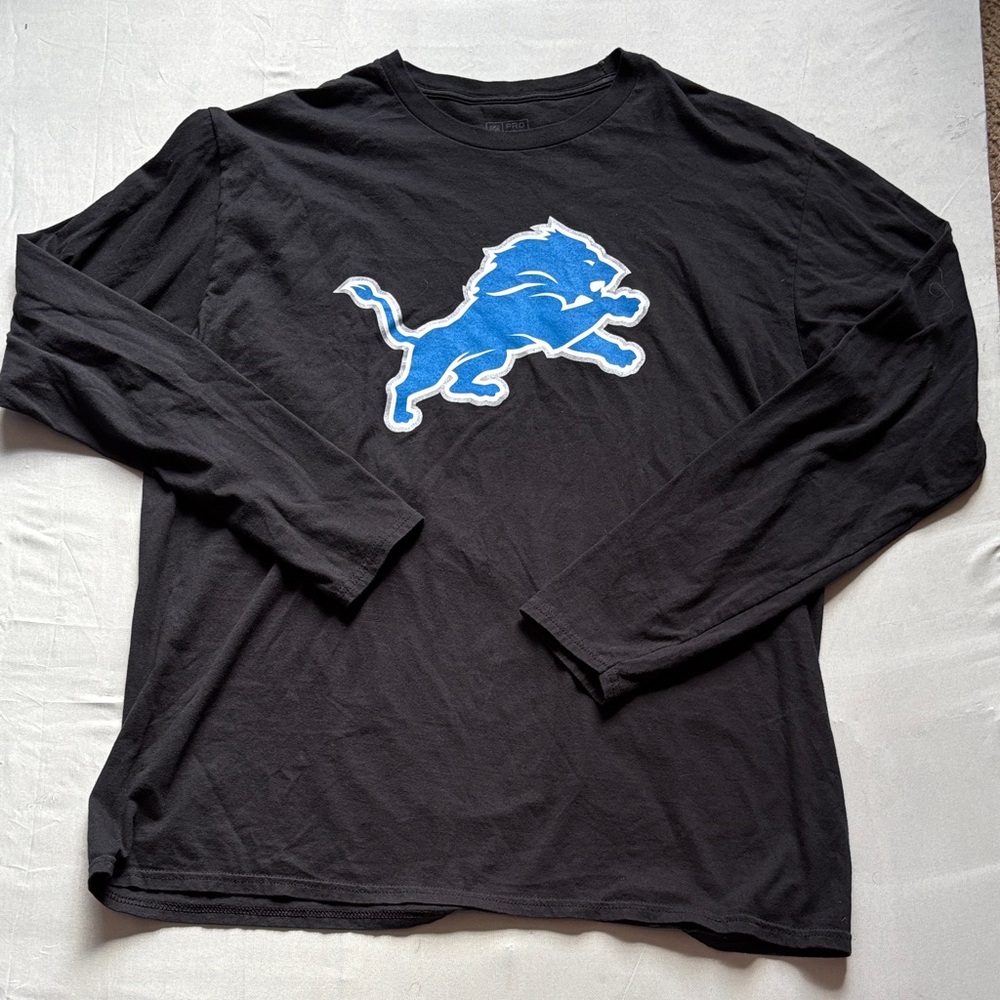Men's Black Long Sleeve Shirt with Blue Lion Emblem